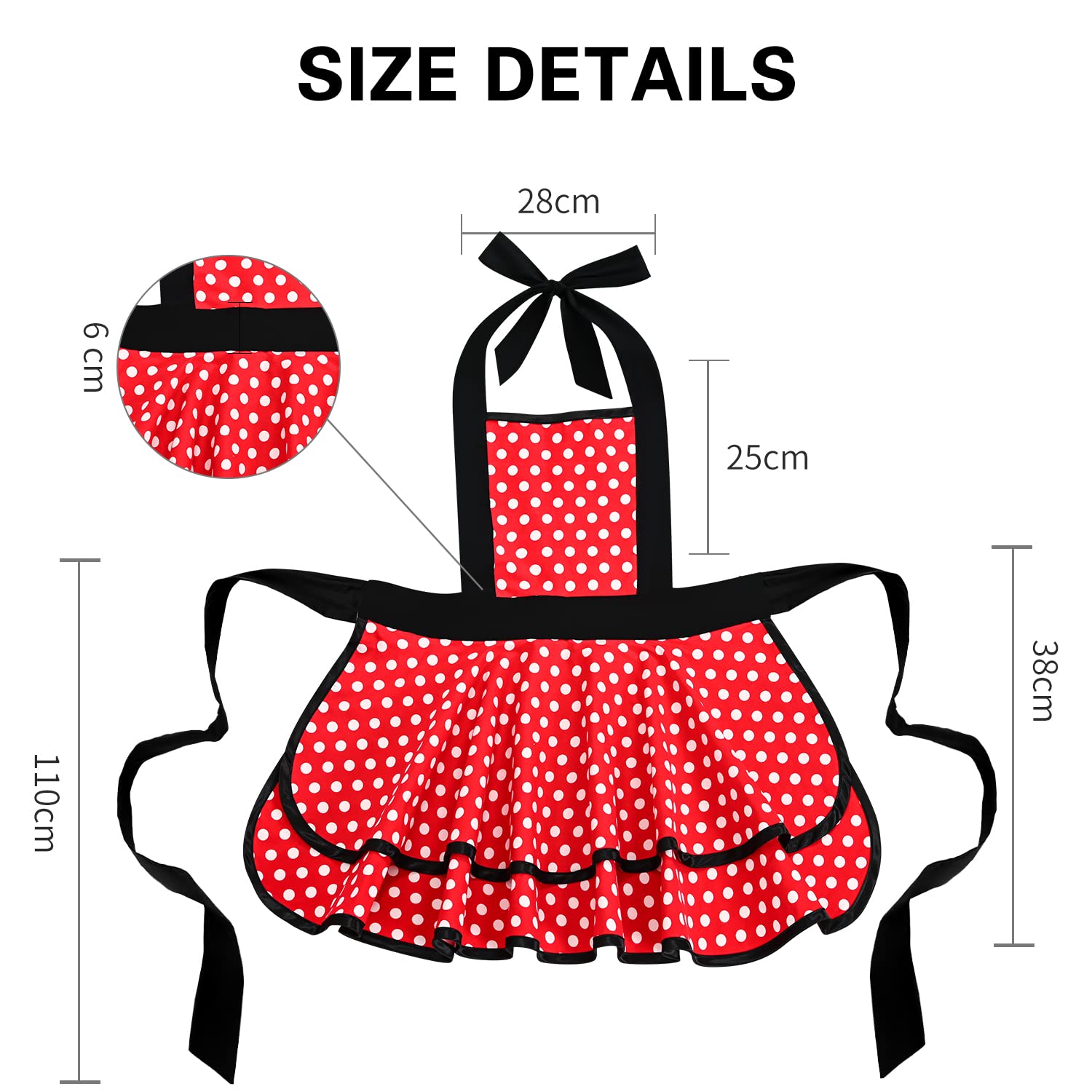 Violet Mist Cute Lovely Retro Aprons for Women Girl Ladies Sexy Sweetheart Vintage Aprons 50s PolkaDot Vintage Christmas Apron kawaii Cooking Kitchen Ruffle Witch Apron Housewife Waitress Mothers Gift