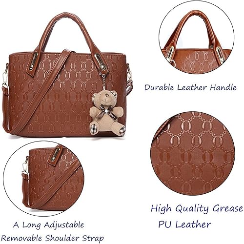 Miniatura 4 de FiveloveTwo. Bolso de mano para mujer, 4 piezas, con asa superior, bolsa de hombro, soporte para tarjetas