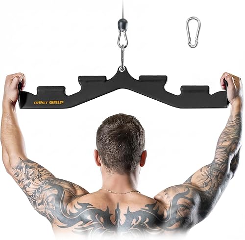 Barra de tracción dorsal MOST GRIP con 6 asas ergonómicas, accesorios de tracción dorsal de agarre neutral para entrenamiento de toda la espalda,