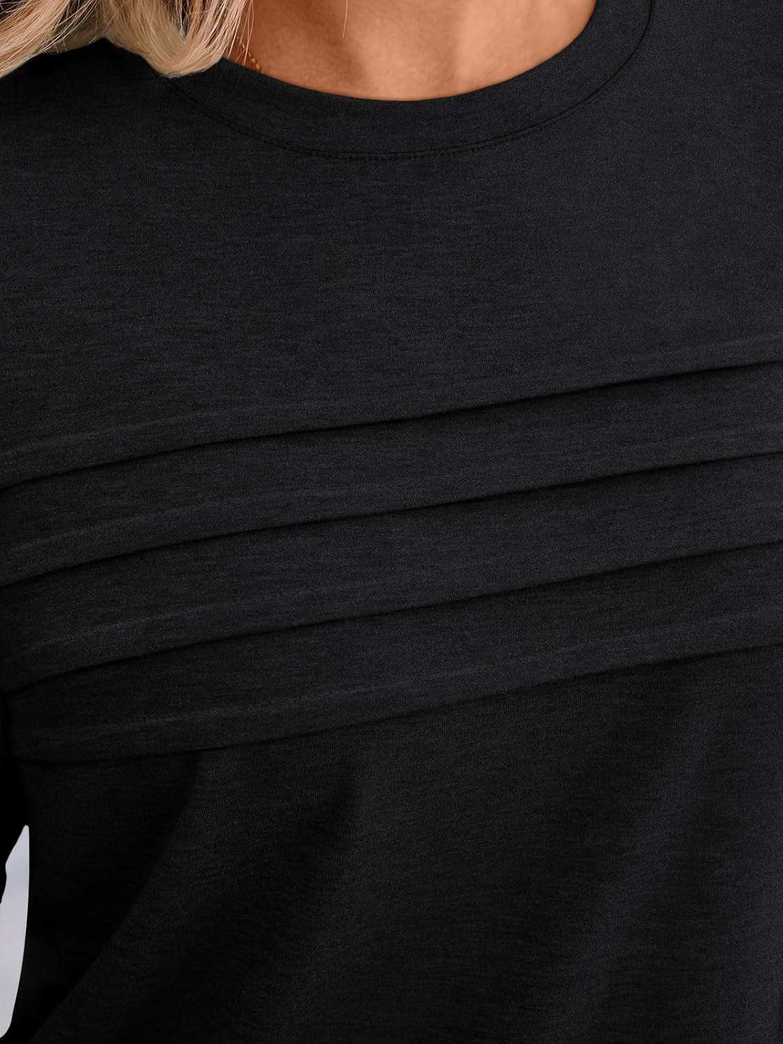 AUTOMET Women's 3/4 Length Sleeve Tops Crew Neck Casual Tunics Dressy Pleated T Shirts Summer Blouses 2026 - Image 5