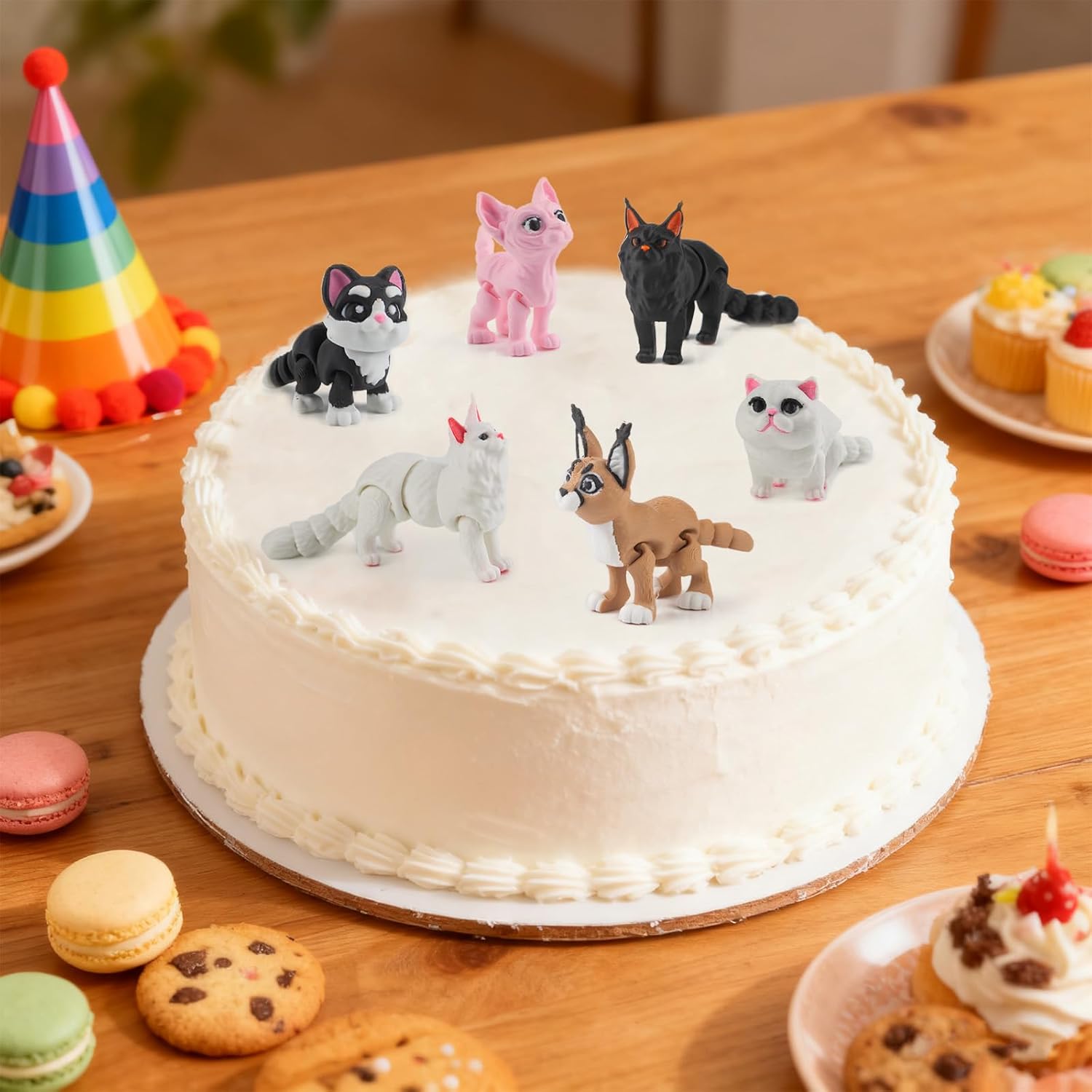 10PCS 3D Printed Cat Figurines, 3D Printed Animal Detailed Realistic Articulated Kitten Cat Animals Toy for Kids Toddlers Fidget Toy Cats Cake Topper Party Favors Christmas Birthday Gift