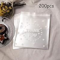 Vista 5 de 200 bolsas transparentes autoadhesivas para golosinas – Bolsas de celofán para galletas y dulces con diseño "THANK YOU" para panadería y recuerdos