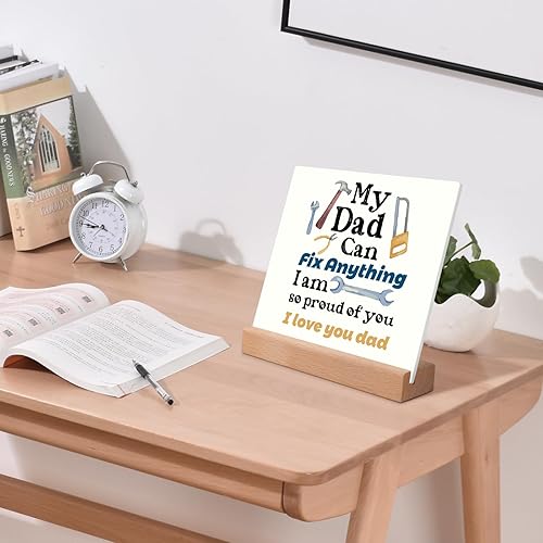 Miniatura 8 de Placa acrílica con texto en inglés "To My Dad", regalo para papá, letrero acrílico para decoración de mesa, 5.9 x 5.9 x 1.6 pulgadas, conmovedor