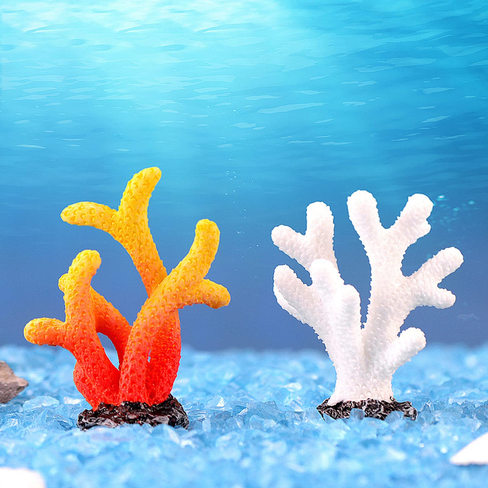 Decoración de coral artificial para acuario, decoración de pecera de resina, adornos de acuario de paisaje acuático y plantas de coral para decoración de peceras