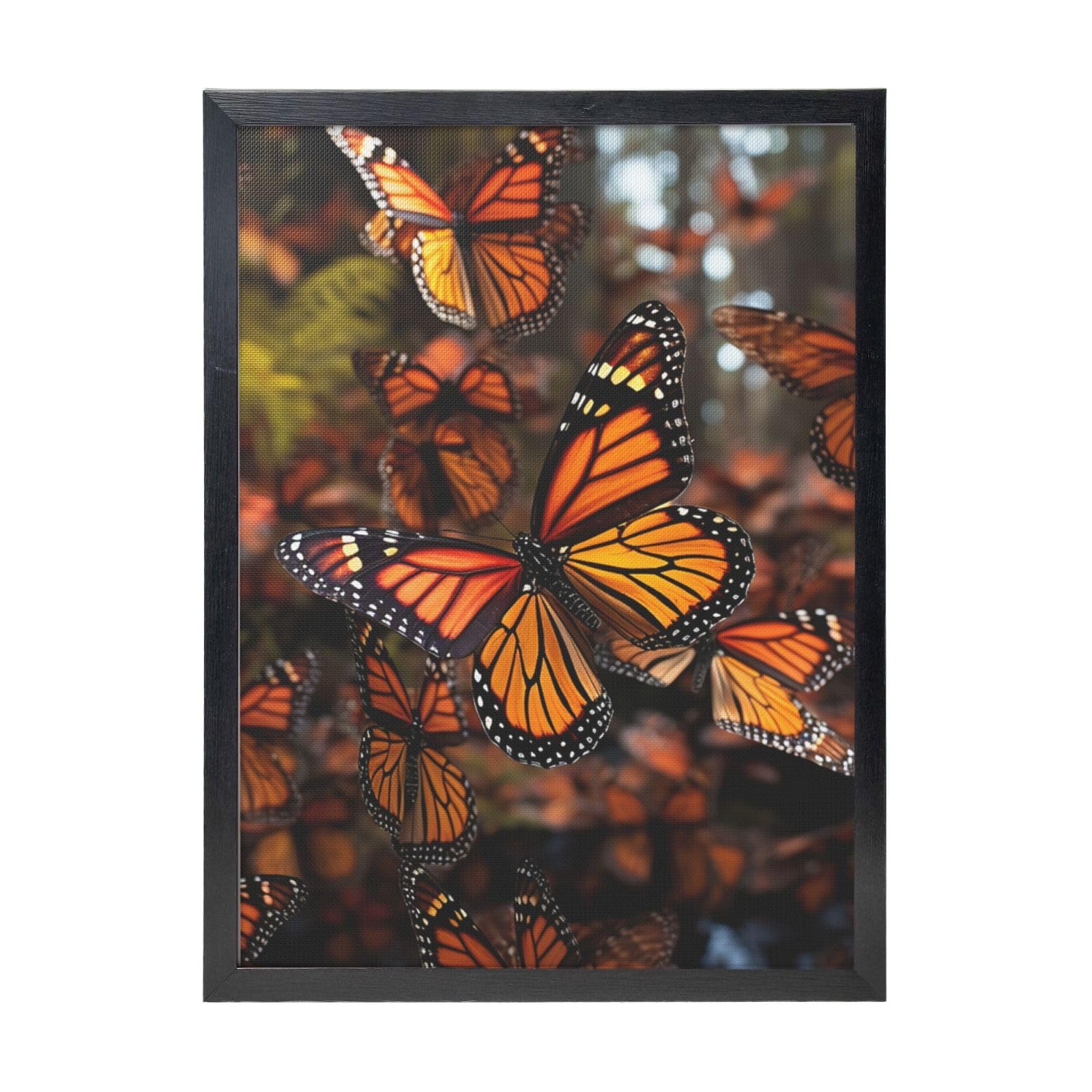 Framed Wall Art - Decorative Canvas Painting Monarch butterflies Pictures Poster Aesthetic Modern Prints Artwork for Bedroom Office Wall Decor Ready To Hang 12x16 in