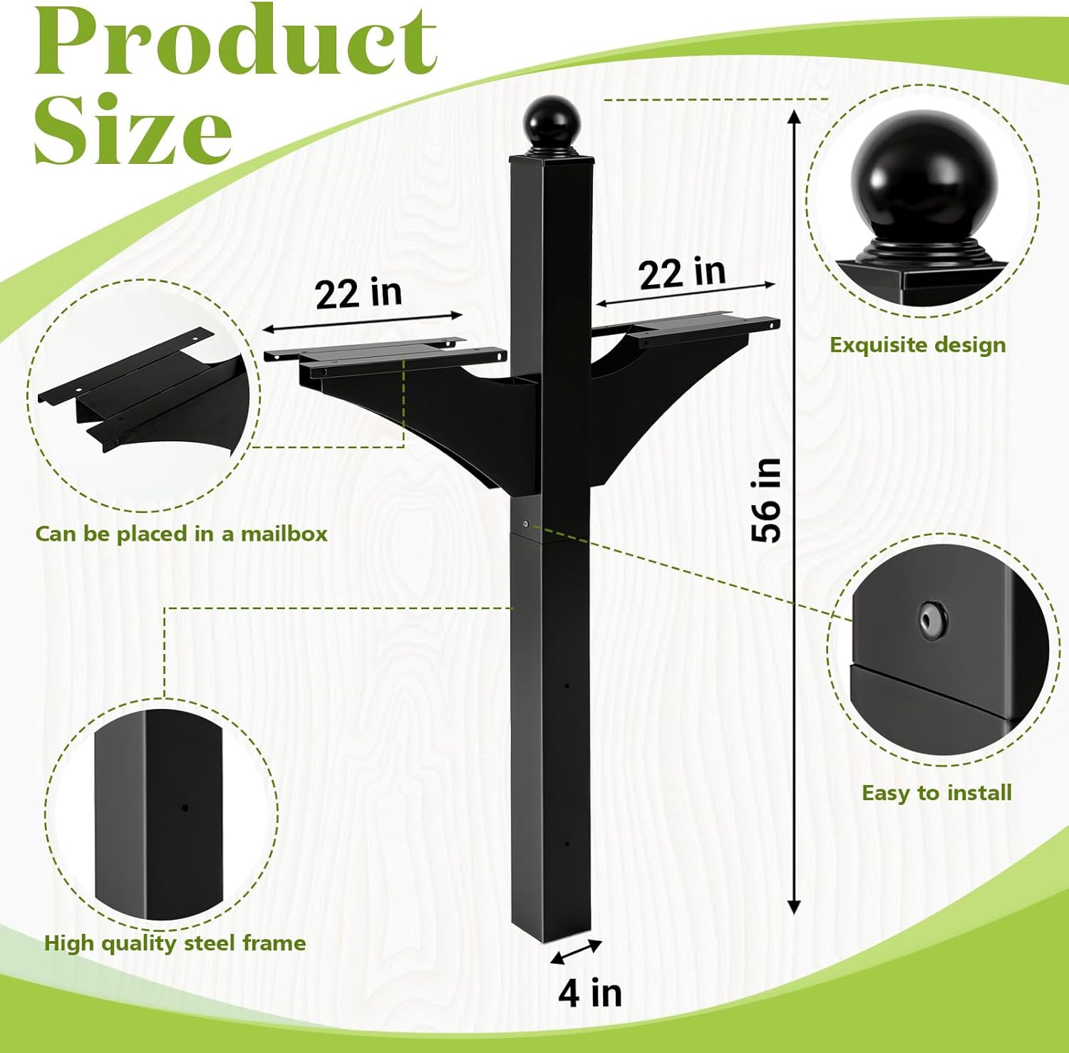 Colingmill Double Mailbox Post for 2 Mailboxes, Heavy Duty Iron Mailbox Stand for Duplex & Multi Family Homes, Outdoor Post Mount for 2 Houses, Easy Install (Mailboxes Not Included)
