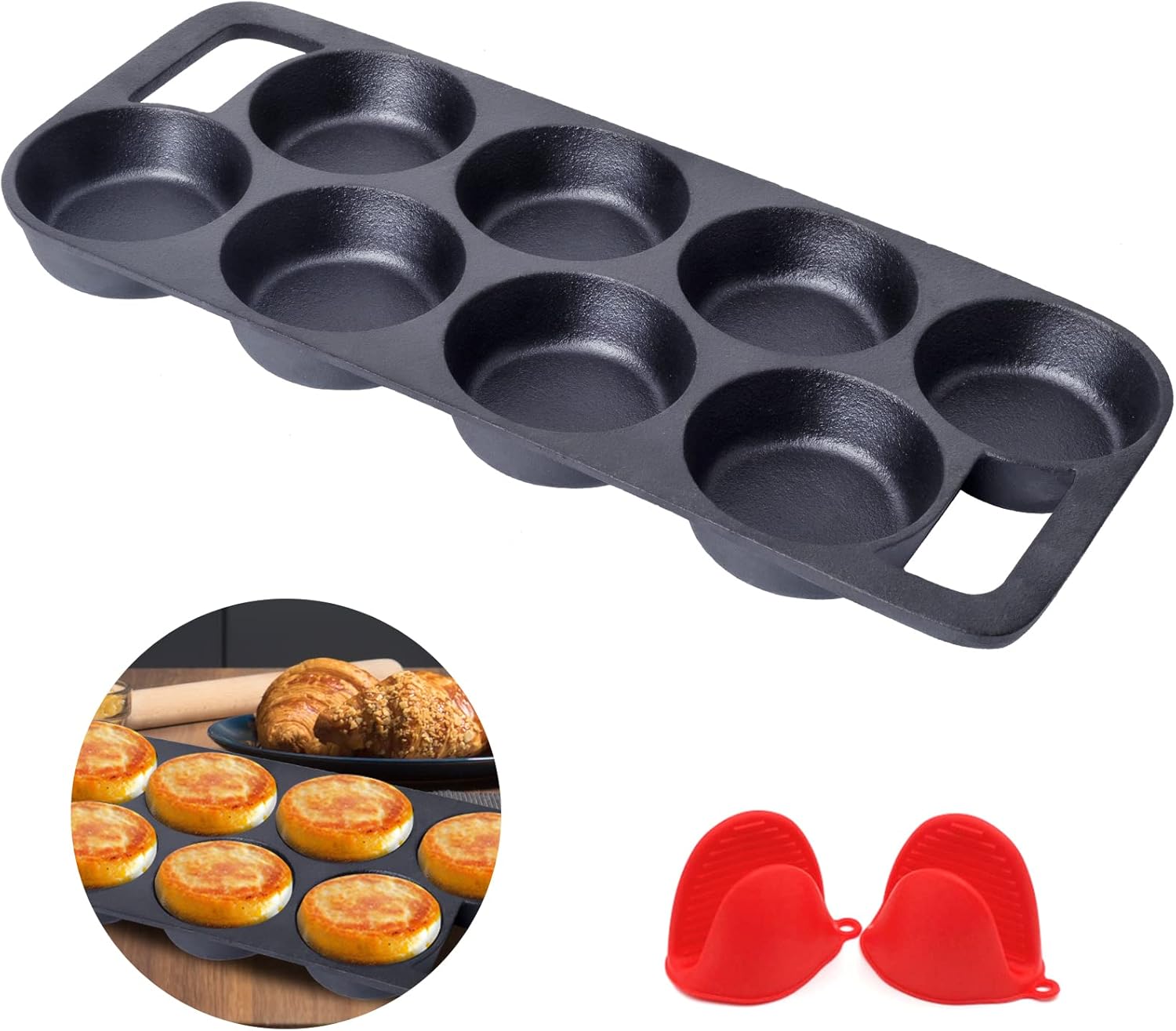 Preseasoned Cast Iron Cake Pan Mini Cake Pan Cast Iron Biscuit Pan, Cast Iron