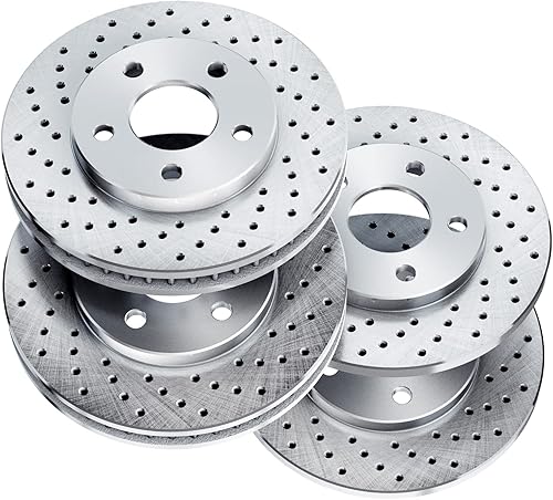 Compatible con Jaguar Vanden Plas 1990-1992 Kit de rotores de freno perforados PowerSport delantero trasero