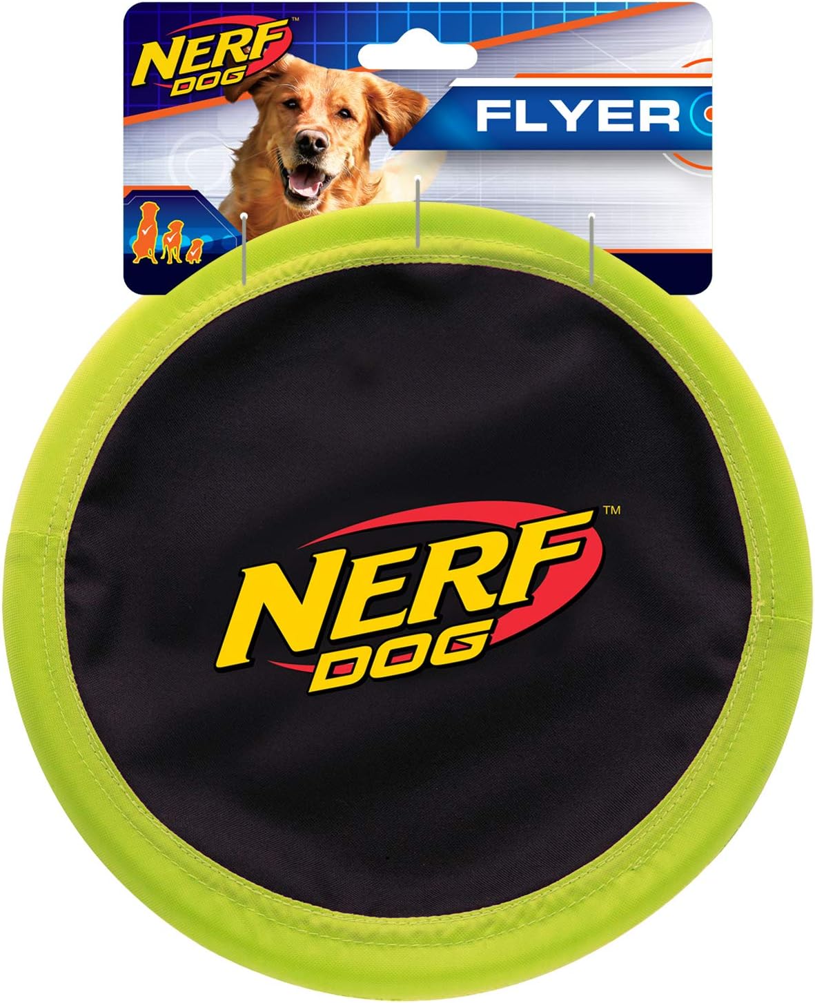 Nerf Dog Large Nylon Flyer, Green and Black, 10 inches