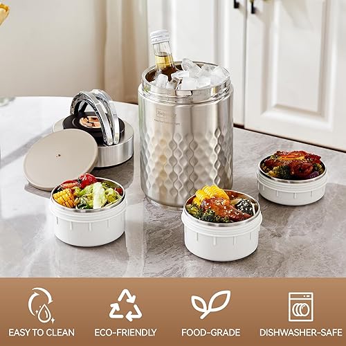 Miniatura 5 de Recipientes de acero inoxidable de 67 onzas con aislamiento al vacío de boca ancha para sopa y comida caliente, contenedor de comida caliente con
