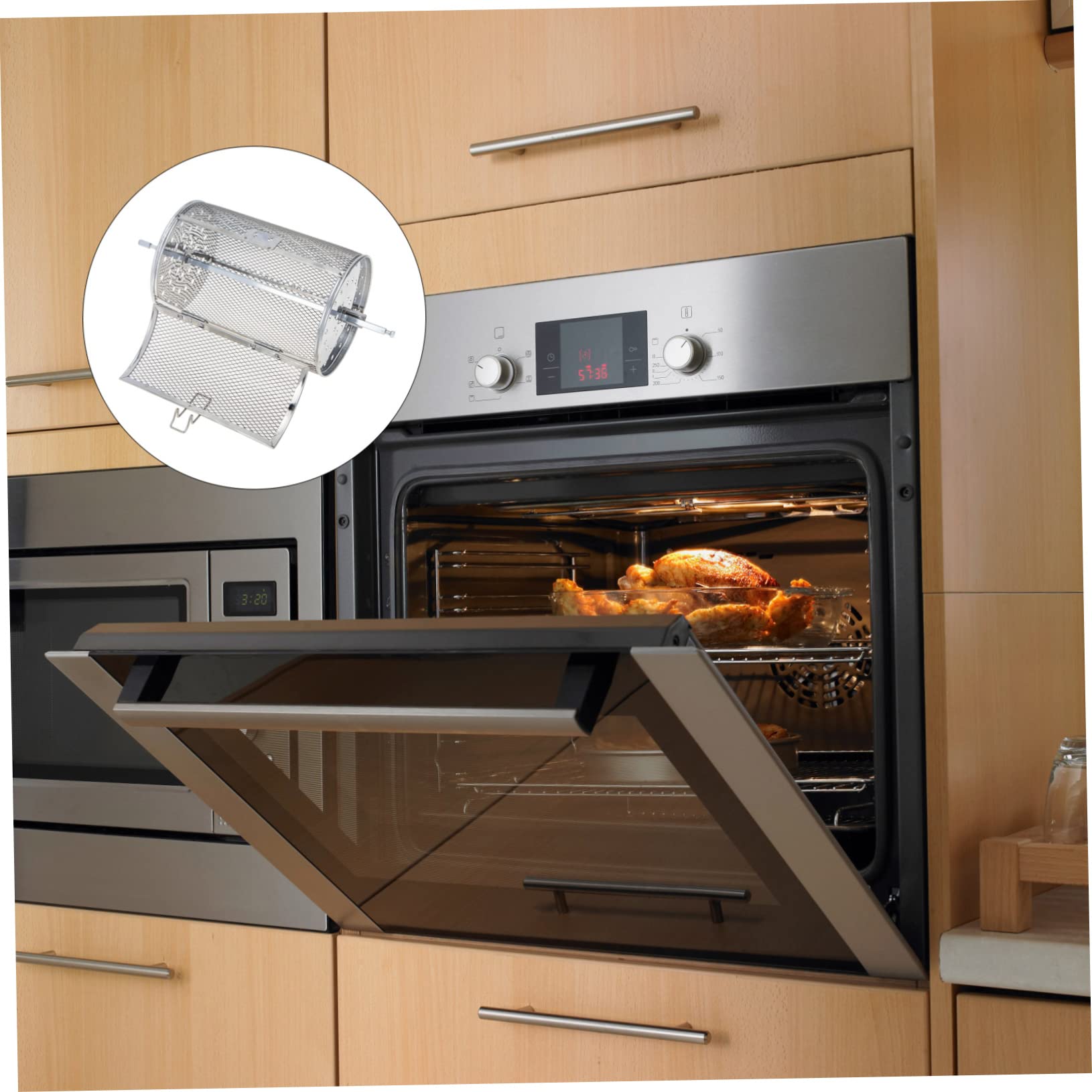 Totority 1Set Stainless Steel Grilled Cage Convenient Baking Supplies for Electric Oven Rust Rolling Grill Basket for Nuts Durable Bbq Accessory for and Cleaning