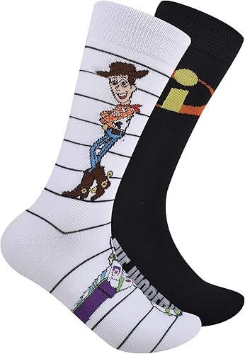 Disney Pixar Calcetines altos para hombre Dynamic Teams, blanconegro (paquete de 2), 10-13, BlancoNegro (paquete de 2)