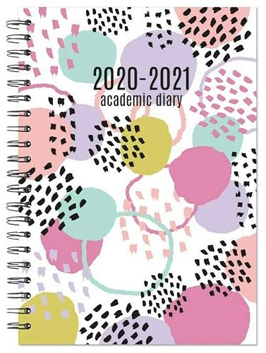 Florsol 2020-2021 A5 Wiro Bound Mid-Year Academic Week to View Diary Plastic Cover Student Planner (Circles &amp; Spots)