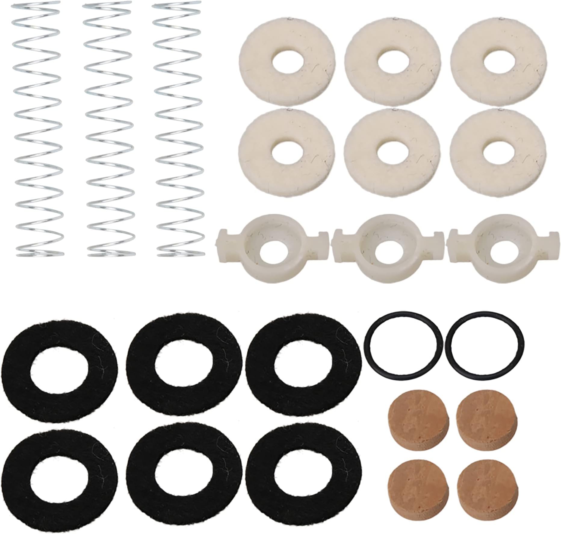 Mxfans Bb Trumpet Cornet Piston Valve Repair Kits w/Valve Guide 12 Felt Washer Replaces Parts