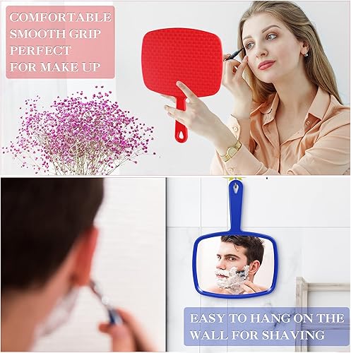 Miniatura 4 de Jetec 3 espejos de mano con asa a granel, pequeño espejo portátil para peluquería peluquería tocador cosmético para viajes, hogar, cuadrado (9.17 x