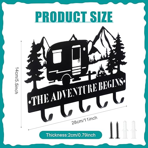 Miniatura 2 de Maitys Soporte para llaves decorativo de pared de metal con ganchos, decoración de pared de Navidad, gancho rústico para llaves para decoración de