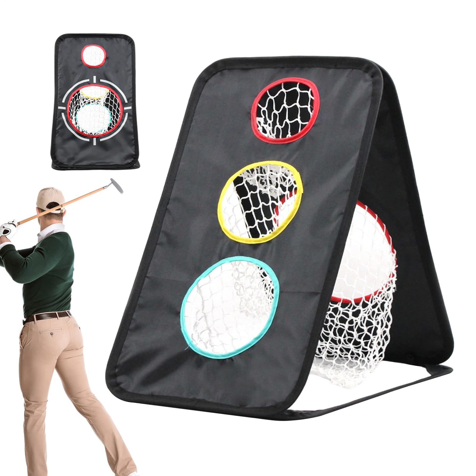 Red de Golpeos Cortos Ayuda de Entrenamiento Plegable | Juego De Golf Para Jardín Con Red De Recepción Para Precisión Adultos Principiantes Golfistas Casa Exterior Oficina Jardín
