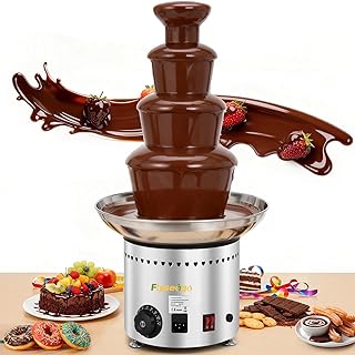 4-Tier Commercial Chocolate Fountain 11Lbs Large Chocolate Fondue Tower Stainless Steel Chocolate Melting Heating Machine for Nacho Cheese Liqueurs Party Wedding, Catering, Knob Control