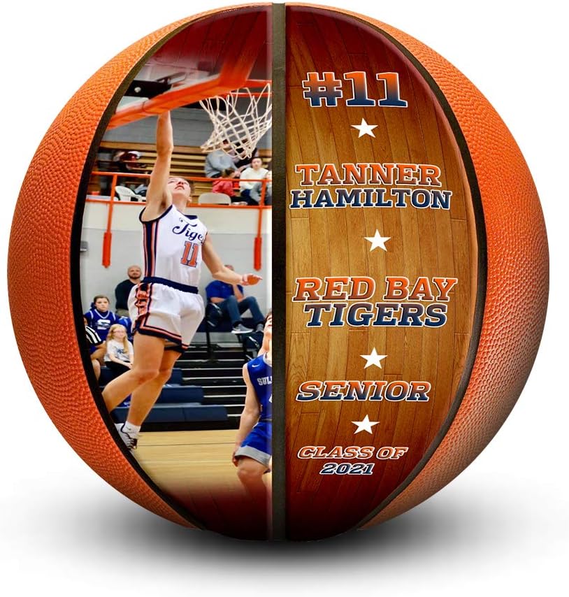 Custom Photo Basketball for Coaches, Players, Teams, Senior, Graduation, Birthday Gift | Glossy Print with Personalized Picture and Text! Best Customized Unique Sports Keepsake!