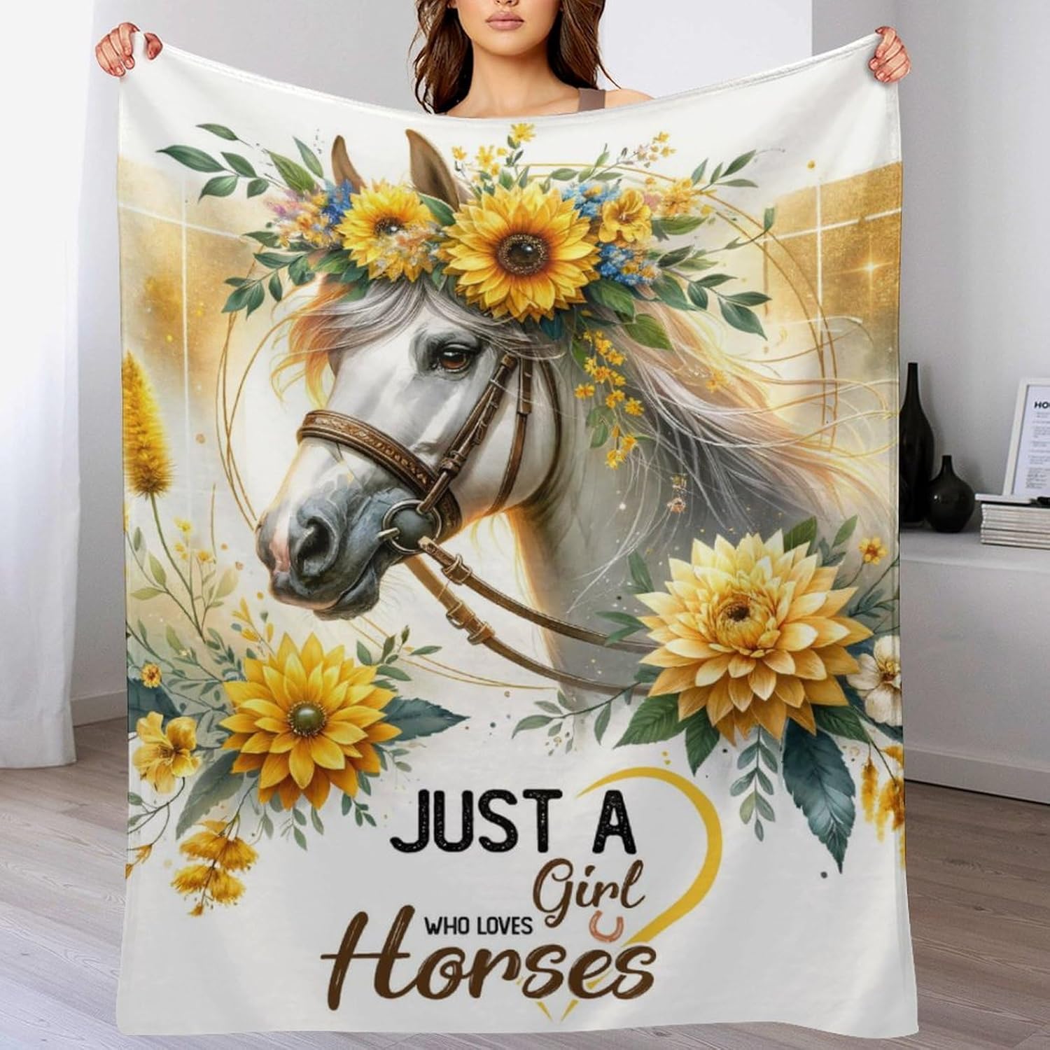 Horse Throw Blanket - Soft Flannel Blankets for Girls Boys Kids - Warm Horse Throw Blankets for All Season Lap, Chair, Sofa - 50"x40" - Image 5