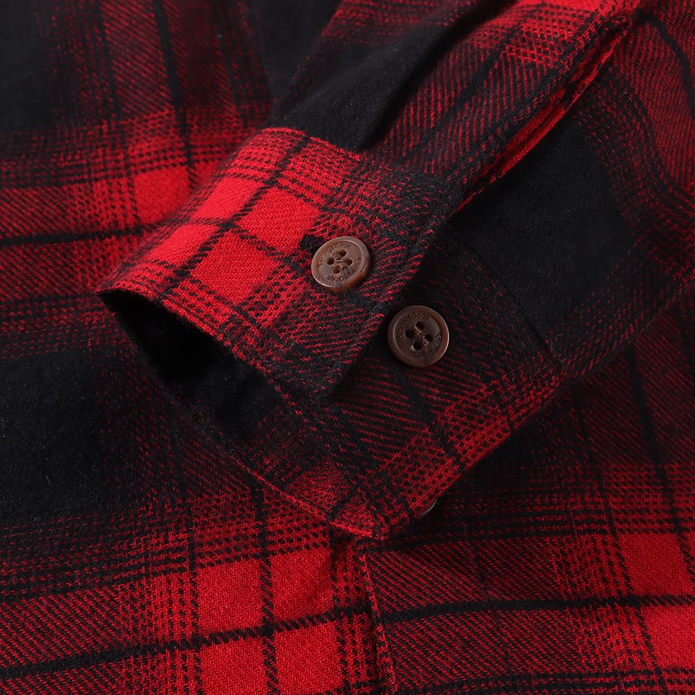 Spring&Gege Jungen Langärmliges Kariertes Button-Down Flanellhemd für Kinder