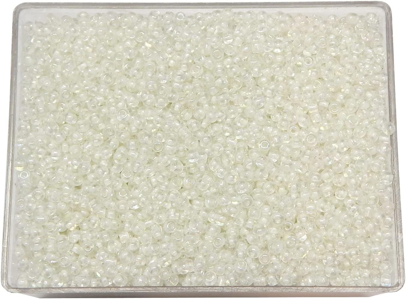 Pack of 1100 Glass Seed Beads 4 mm, 6/0, Pony Beads, Clear Mini Children's Beads, Seed Beads (White Interior Colour) - Image 4