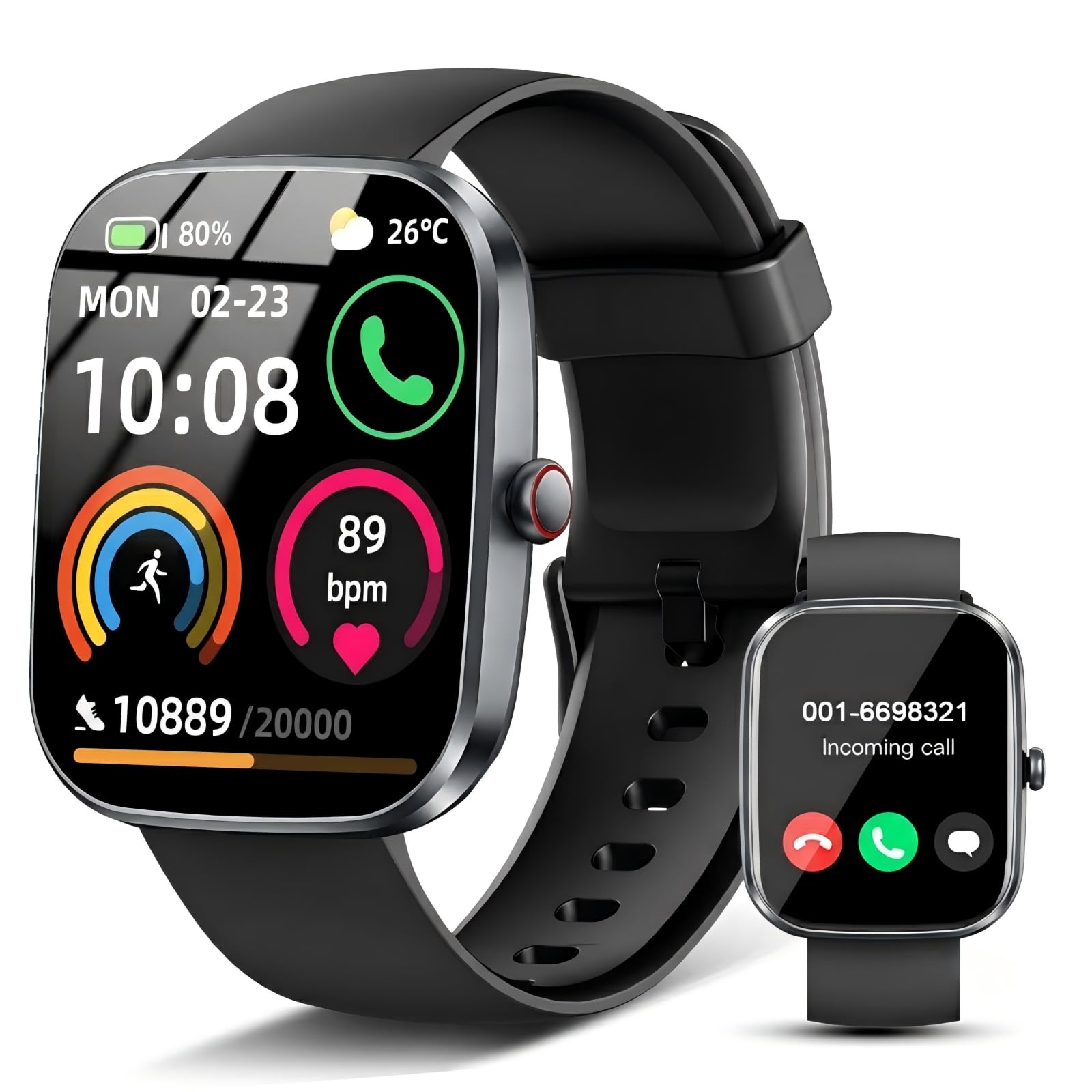 Reloj Inteligente Hombre Mujer, 1.91"HD Smartwatch con Llamadas Bluetooth | Fitness Tracker Pulsómetro/Monitor de Sueño/Podómetro, 110+ Modos Deportivos IP68 Impermeable Smart Watch para Android iOS