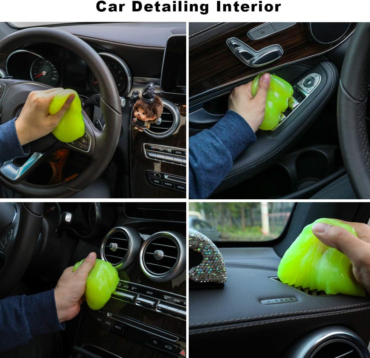 Sendida Car Cleaning Putty Detailing Glue - Auto Interior Magic Cleaner Putty Slime Detailer Mud Dust Remover Gel for PC Tablet Laptop Keyboards Car Vents Cleaner Goop - Green