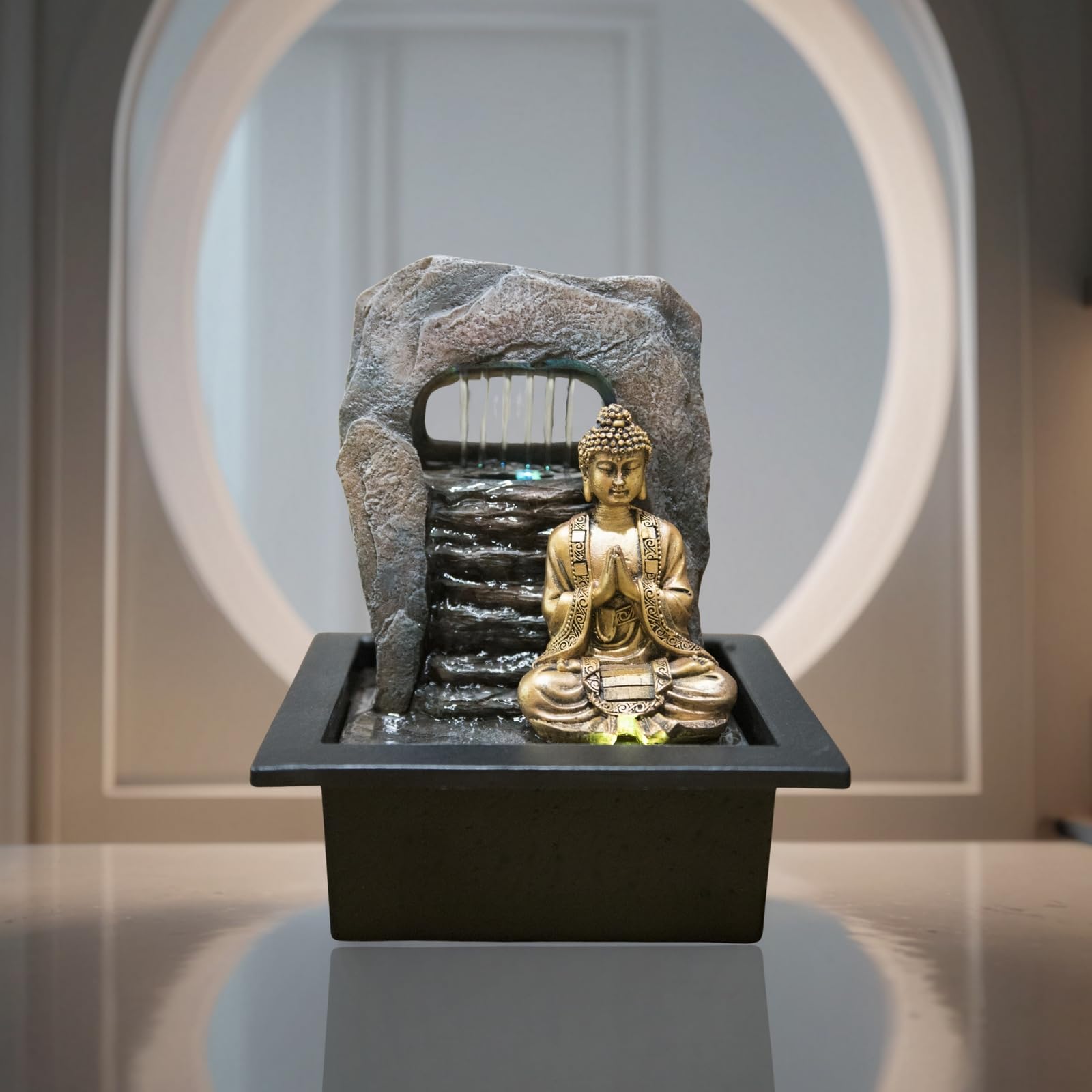 Zen'Light Zen Dao fontanna, żywica syntetyczna, brąz, 21 x 17 x 25 cm