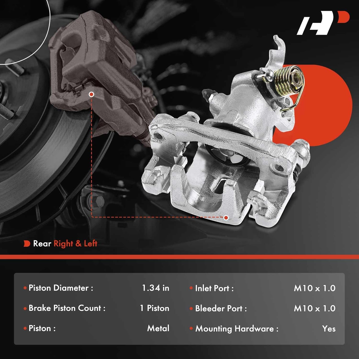 A-Premium Disc Brake Caliper Assembly with Bracket Compatible with Select Kia and Hyundai Models - Elantra 2005-2006, Tiburon 2004-2008, Spectra, Spectra5 2005-2009 - Rear Driver and Passenger Side