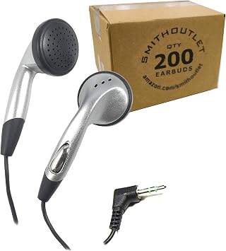 SmithOutlet 200 Pack in-Ear Bulk Earphones in Silver