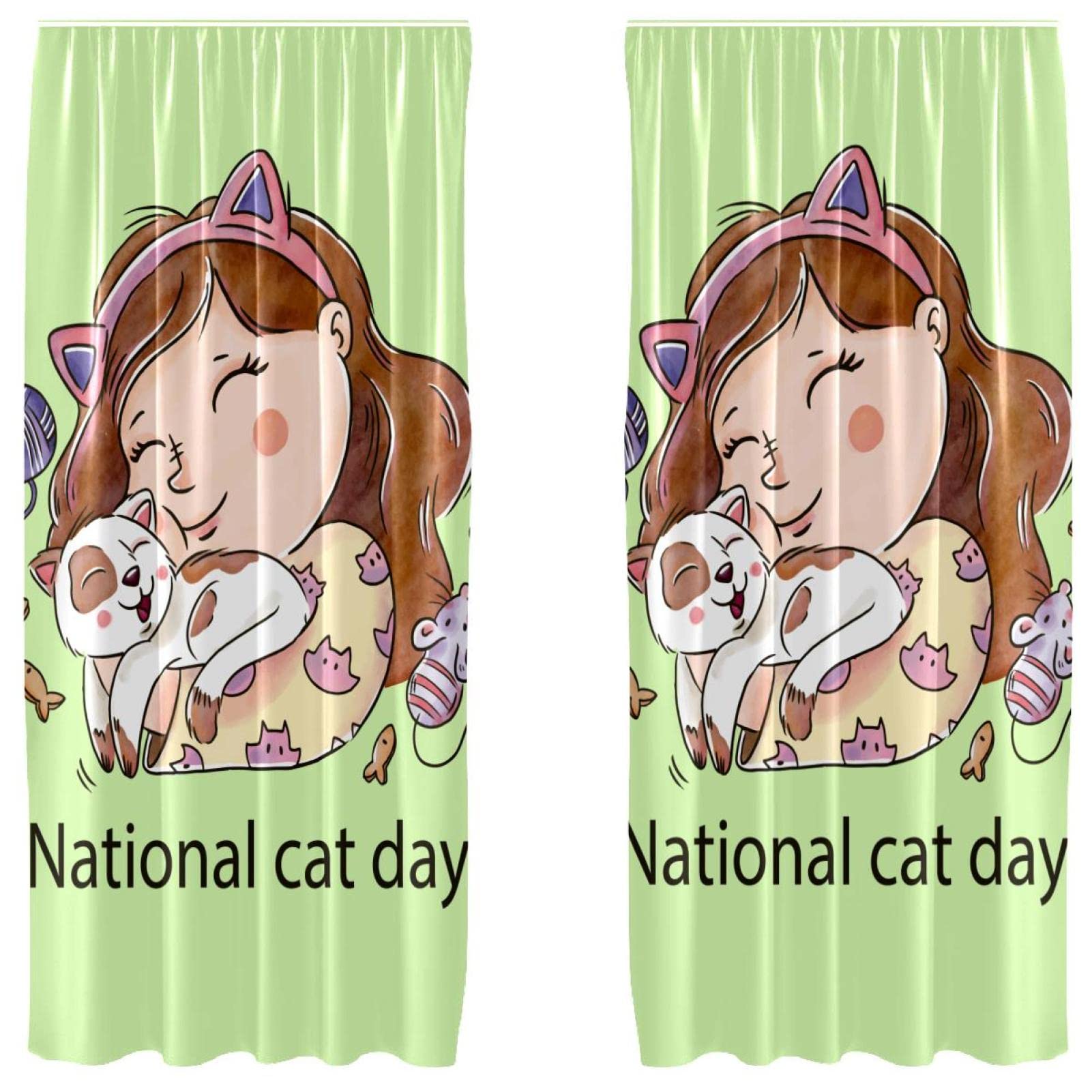 Rideaux occultants microfibre anti-lumière à motif chat