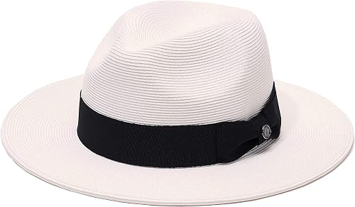 Pineapple&Star Chapeau de Plage Fedora en Paille pour Femme et Homme - Blanc - T