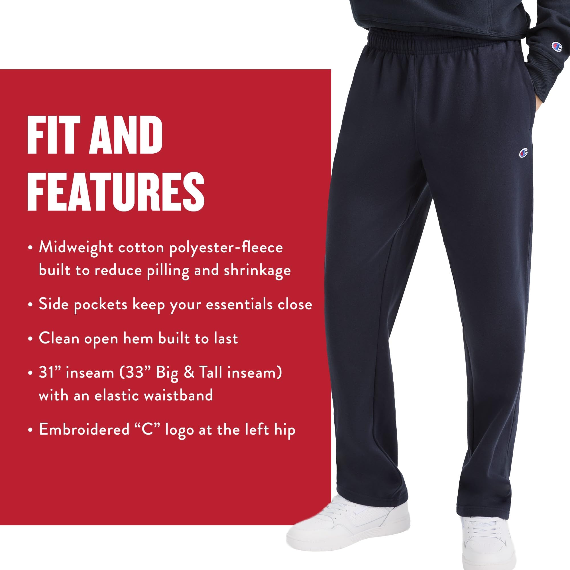 Champion Powerblend Open Bottom Fleece Pant - Spodnie Mężczyźni