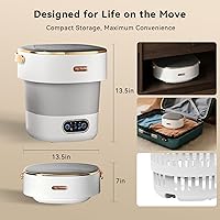 Vista 4 de Lavadora plegable portátil, mini lavadora para limpieza profunda, ideal para ropa interior de bebé, compacta para apartamento, dormitorio, hotel, 20