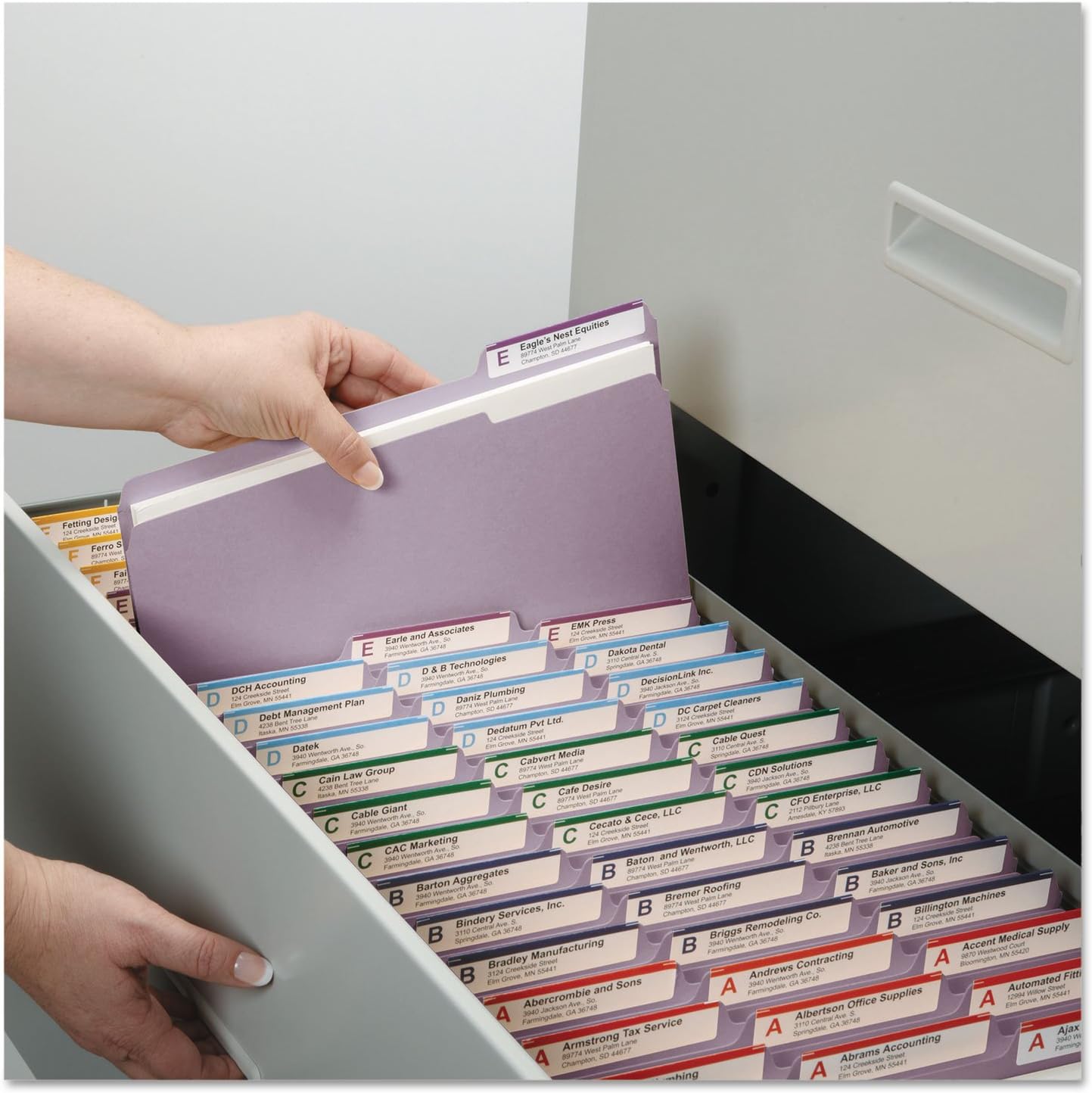 Smead 12434 File Folders 1/3 Cut Reinforced Top Tab Letter Lavender 100/Box