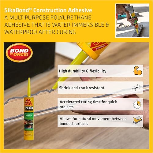 Miniatura 3 de Sika SikaBond Adhesivo de construcción  Calafateo de poliuretano avanzado  Gris  para uso en superficies exteriores  Sumergible en agua y resistente