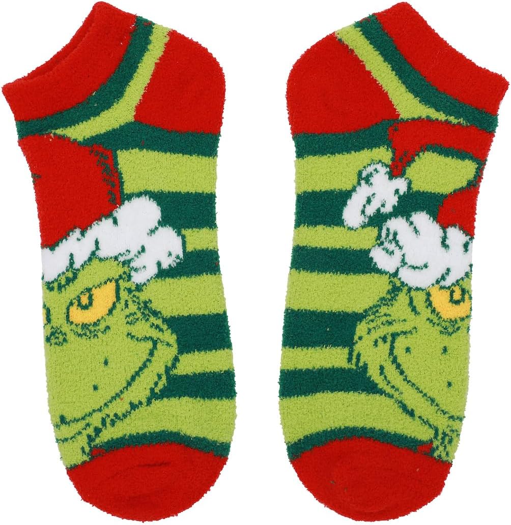 Bioworld Grinch Chenille Adult Ankle Socks (Pack of 3)