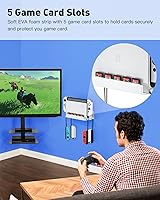 Vista 5 de ZAONOOL Soporte de pared para Nintendo Switch y Switch OLED, kit de montaje de pared de metal con 5 soportes para tarjetas de juego y 4 colgadores