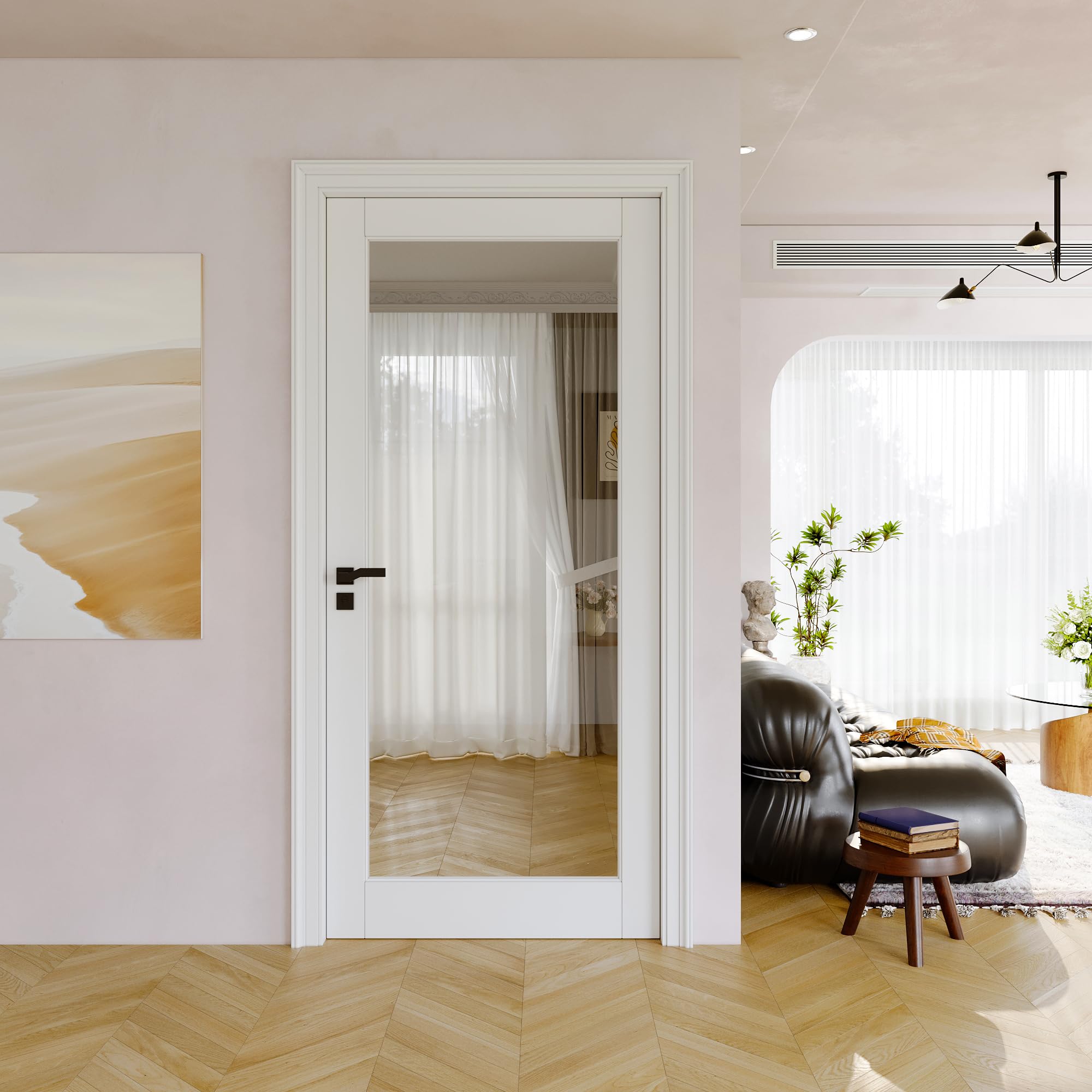 JUJUBON 36x80 Clear Glass Interior Door Slab