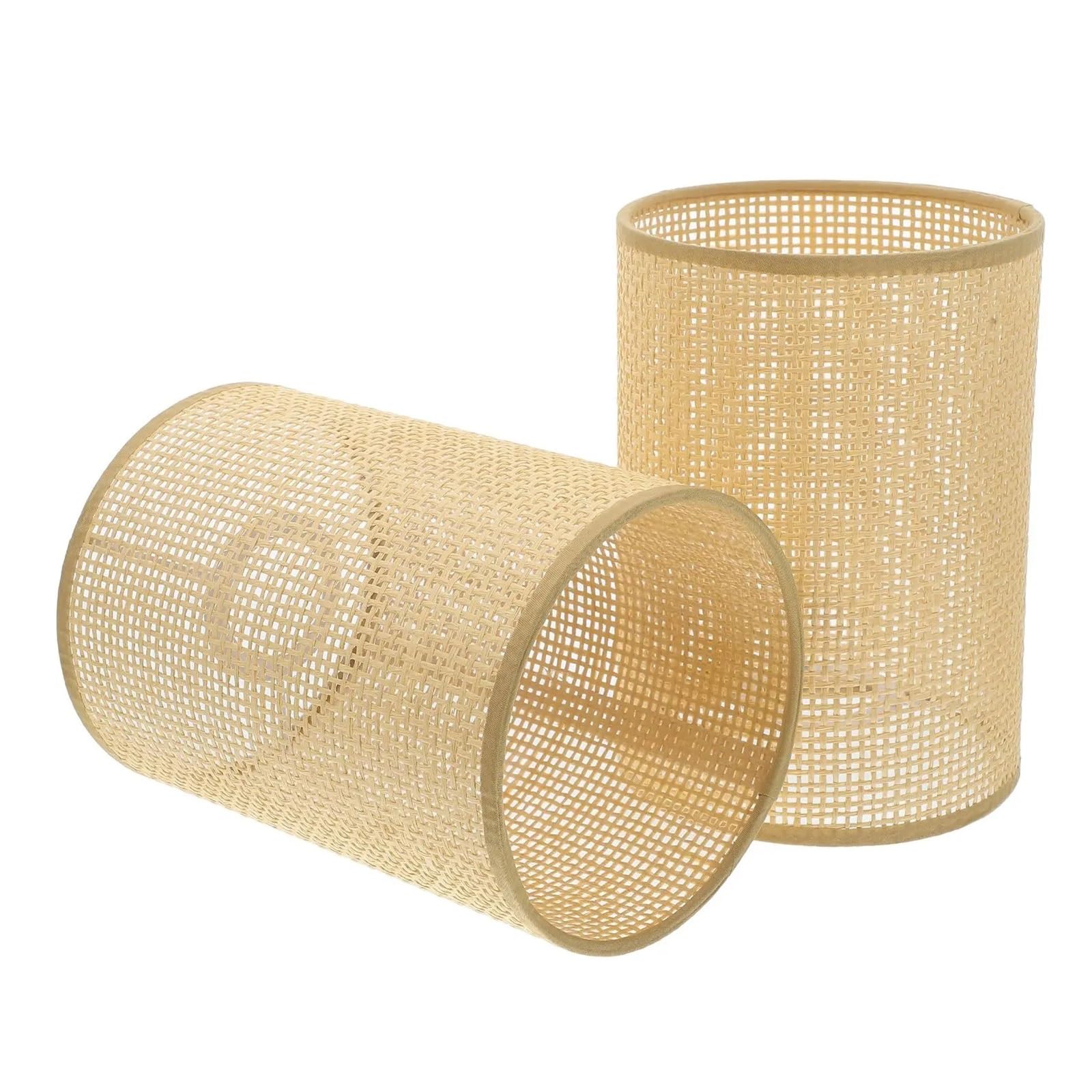 HKYBCF Lamp Shade 1Pcs Rattan Lamp Shades Woven Pendant Light E27 E14 Bedroom Floor Lampshade Style Table Lampshades Decorative Lighting for Bedroom