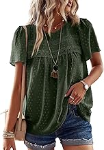 Women's T-Shirt Round Neck Boho Blouse Short Sleeve Summer Elegant Tunic Ruffles Lace Casual Clothes Tops