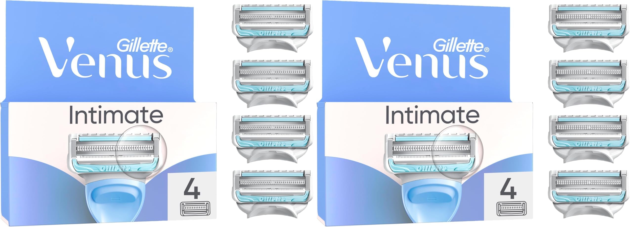 Gillette Venus Razor Blades Women, Pack of 8 Razor Blade Refills with Precision Trimmer, Designed for Pubic Hair & Skin