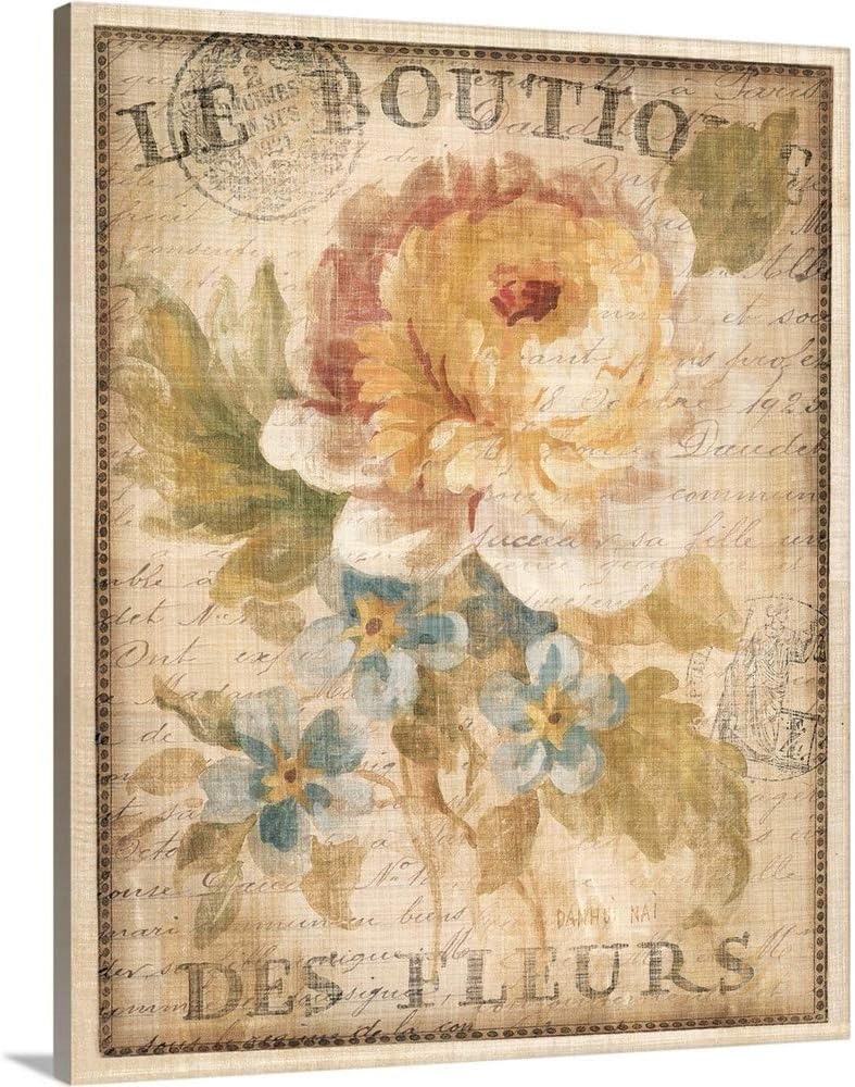 CANVAS ON DEMAND Parisian Flowers I Canvas Wall Art Print by Danhui Nai, Vintage, Contemporary, Traditional, Home Decor, Floral, Street Scene, Flowers, Nature Artwork, 8" x10in