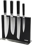 Babish 5-Piece Ensemble de blocs de couteaux de cuisine forgés magnétique – 1.4116 Couvert en acier allemand avec support de couteau magnétique – Couteau de chef professionnel