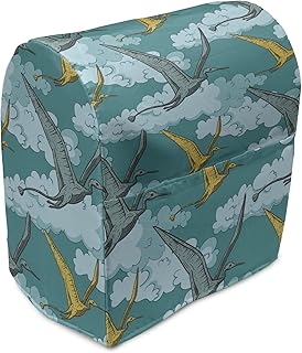 Reptile Stand Mixer Cover, Flying Pteranodon in the Sky Jurassic Animal Prehistoric Time Habitat Print, Kitchen Appliance Organizer Bag Cover with a Pocket, 6-8 Quarts, Blue and Teal