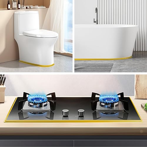 Miniatura 4 de SNAIL GARDEN Sellador de cinta para calafatear, tira de sellado autoadhesiva, sello hermético para baño, cocina, fregadero y bañera (dorado)