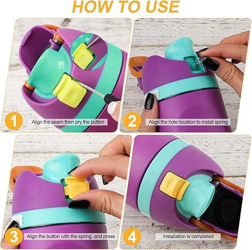 Miniatura 10 de 2 botones de repuesto compatibles con Owala FreeSip de 24 onzas y 32 onzas, sin BPA, tapa de botella de agua, interruptor de empuje, tapa superior,