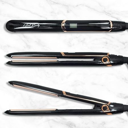 Amazon.com: The Miss Plancha de pelo de hierro plano de 1 pulgada, para  todo tipo de cabello, tecnología infrarroja, placas de cerámica con  infusión de turmalina (negro con detalles en oro rosa) :