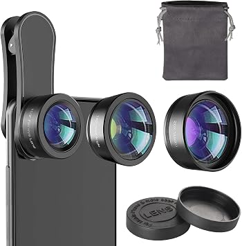 Phone Camera Lens 3-in-1 Kit 120 Supe Wide Angle +198 fisheye Lens+ 20x Macro Lens for iPhone Samsung Android & Most Smartphone,HD Phone Lens Kit